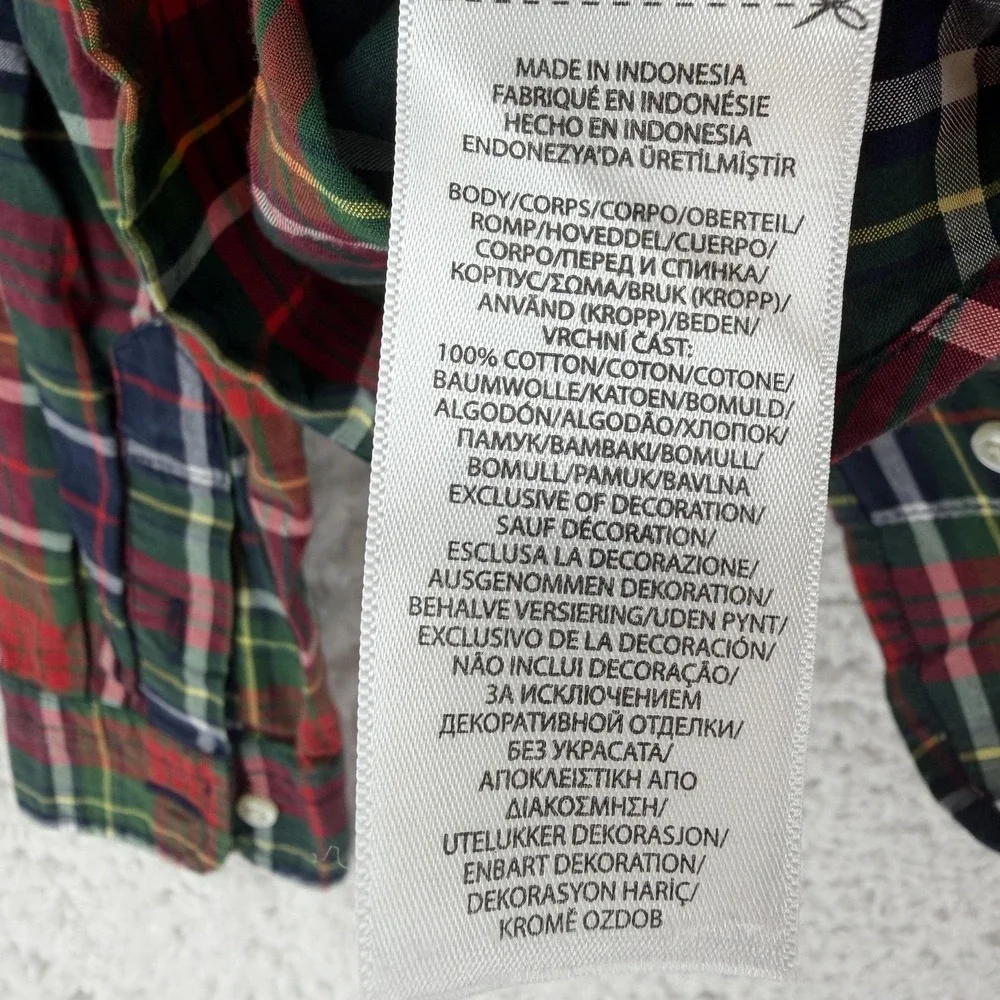 Ralph Lauren Shirt Kids 7 Multicolor‎ Plaid Long Sleeve Button Up Stretch Cotton